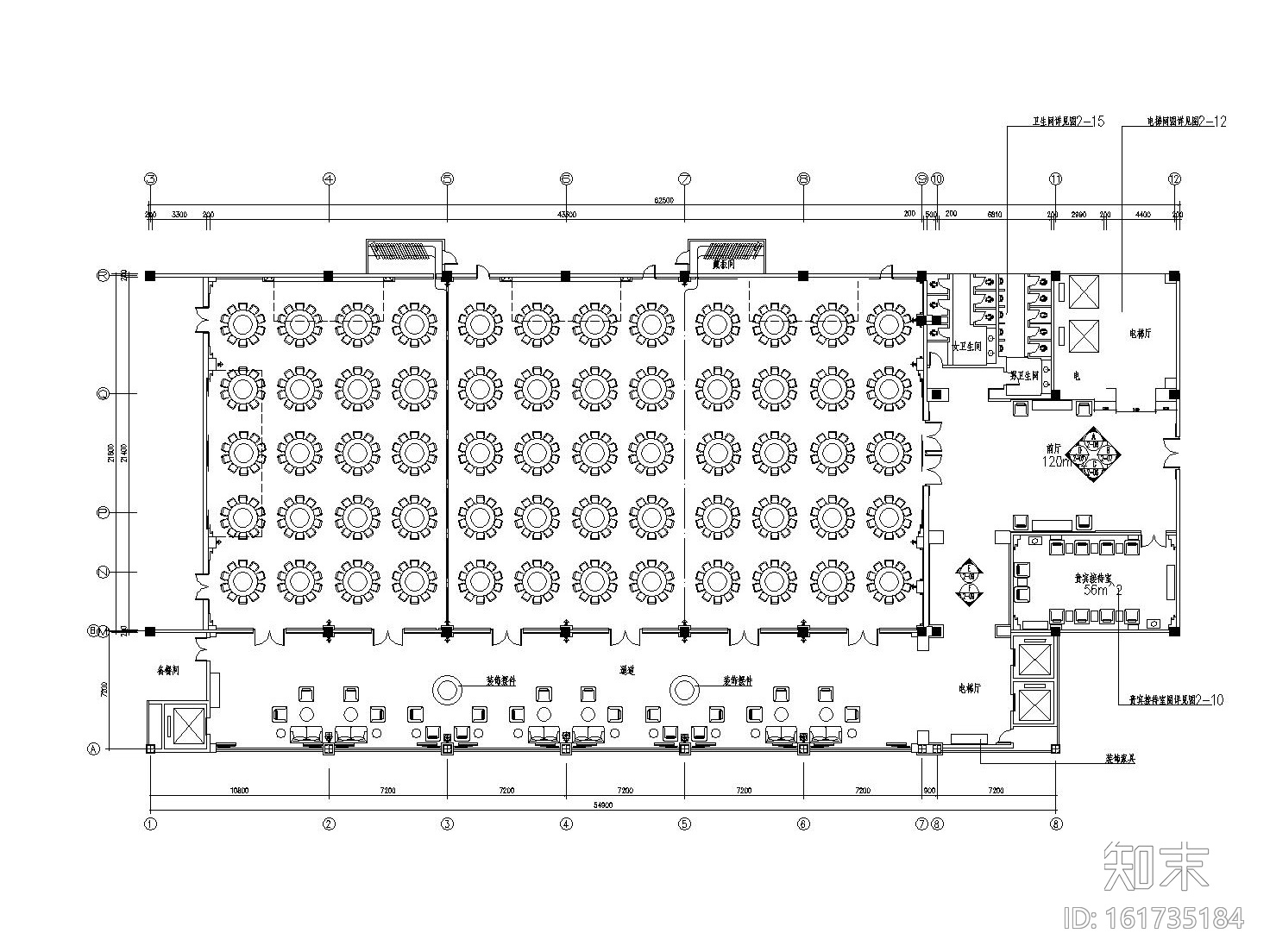 某大型酒店中式宴会厅装修全套施工图（附效果图）cad施工图下载【ID:161735184】