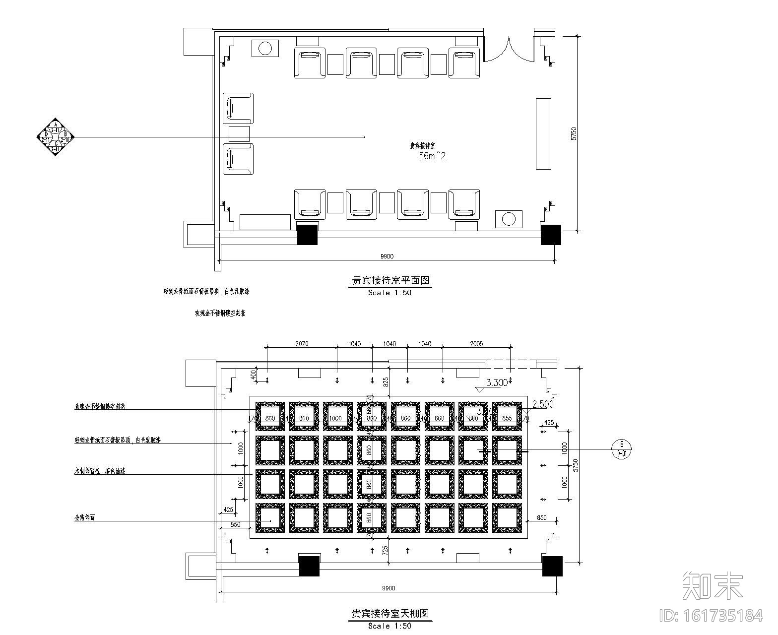 某大型酒店中式宴会厅装修全套施工图（附效果图）cad施工图下载【ID:161735184】
