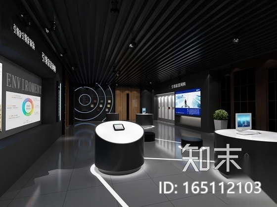 [原创]现代壁纸展示馆室内装修施工图（含效果图）cad施工图下载【ID:165112103】