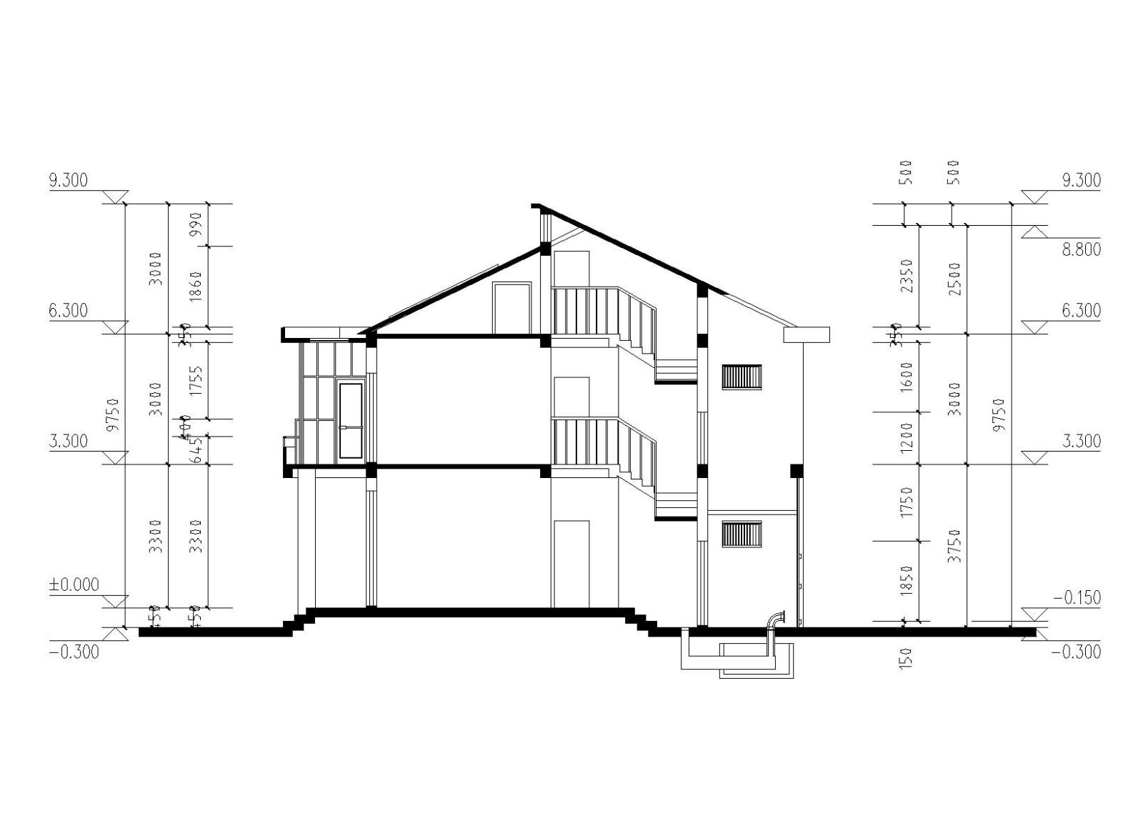 新中式独院式别墅建筑施工图（CAD）cad施工图下载【ID:149889152】