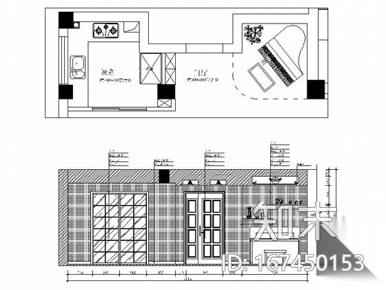 [温州]温馨现代三居室设计装修图（含效果）cad施工图下载【ID:167450153】