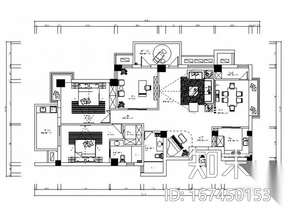 [温州]温馨现代三居室设计装修图（含效果）cad施工图下载【ID:167450153】