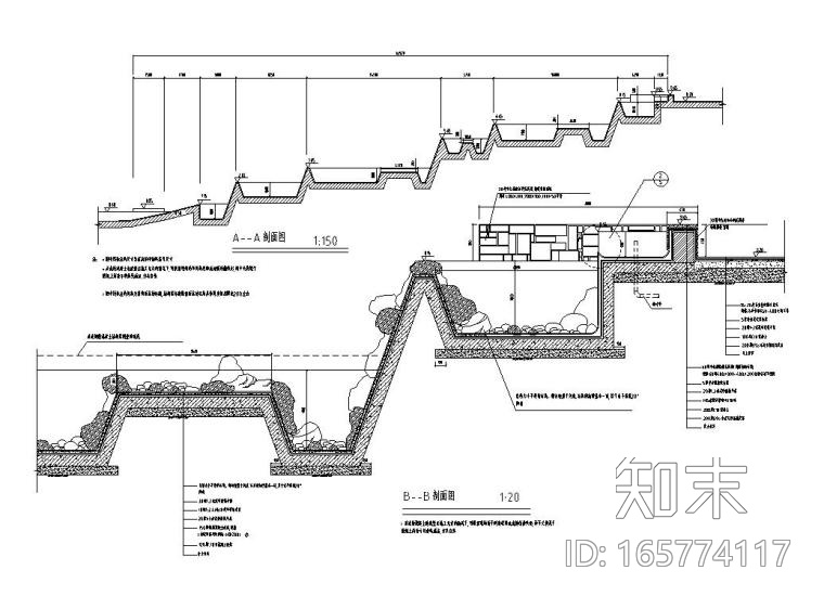 景观细部施工图—溪流水池施工图设计施工图下载【ID:165774117】