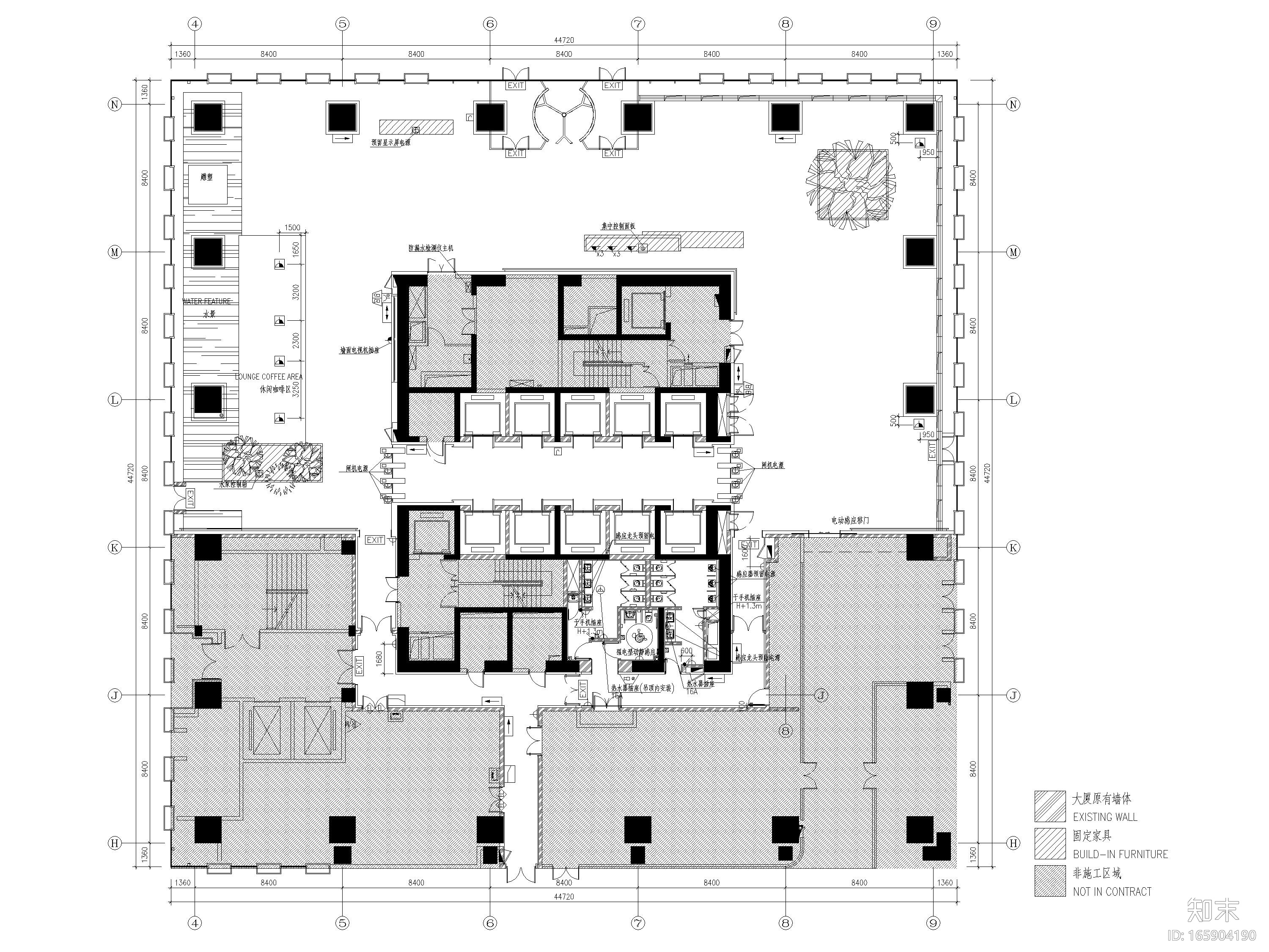 [上海]漕河泾办公楼大堂+电梯厅工程施工图cad施工图下载【ID:165904190】