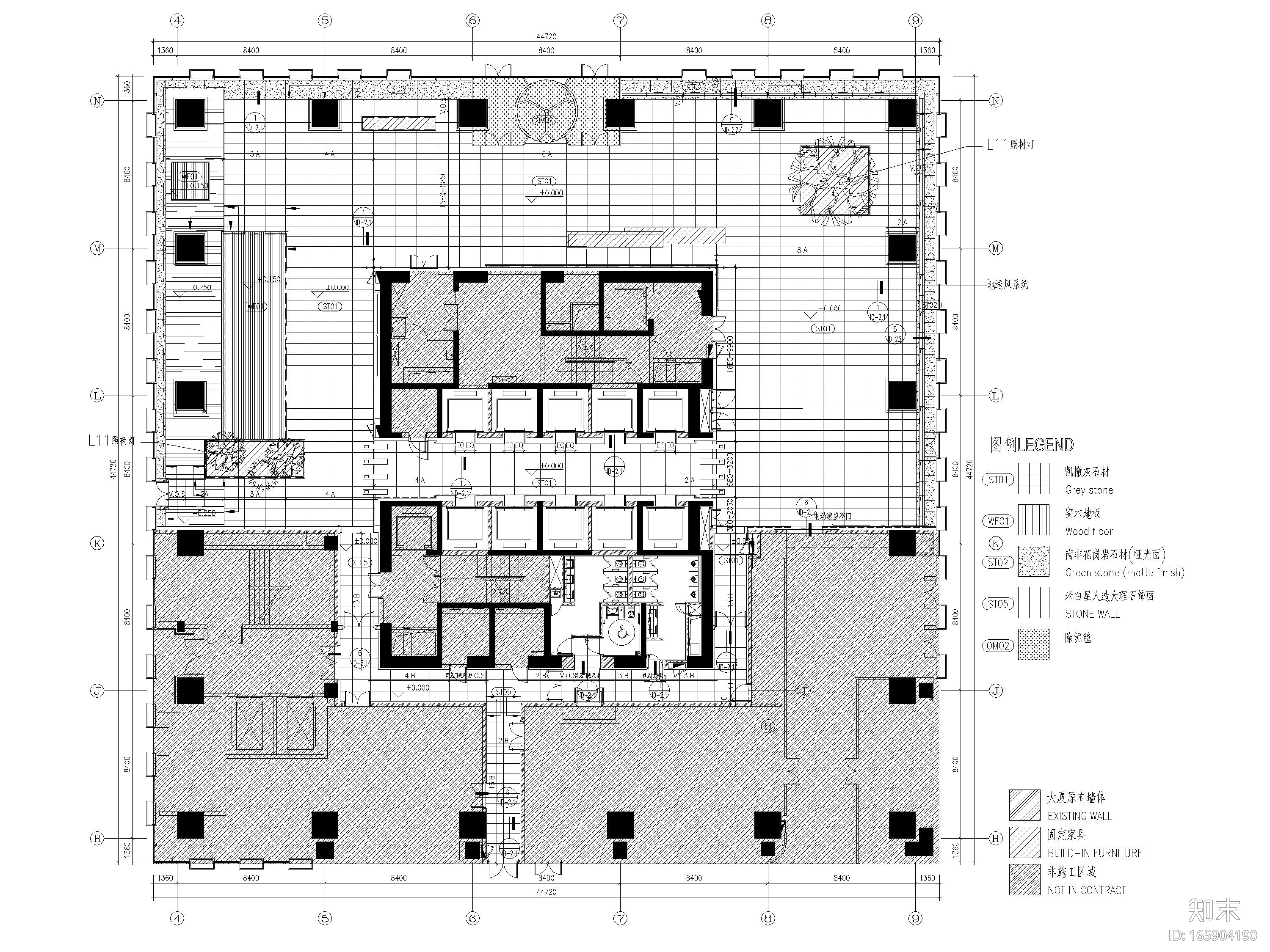 [上海]漕河泾办公楼大堂+电梯厅工程施工图cad施工图下载【ID:165904190】