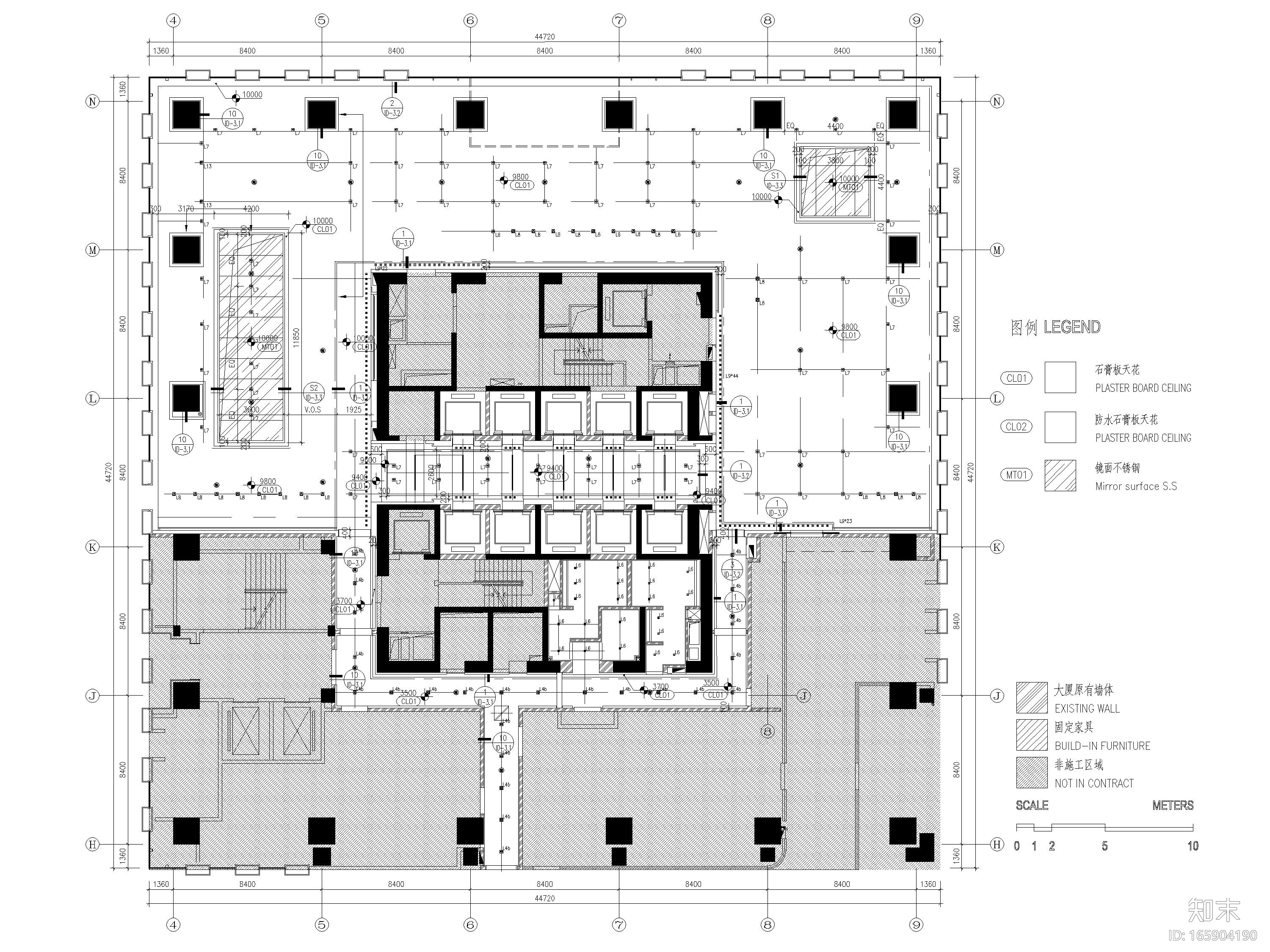 [上海]漕河泾办公楼大堂+电梯厅工程施工图cad施工图下载【ID:165904190】