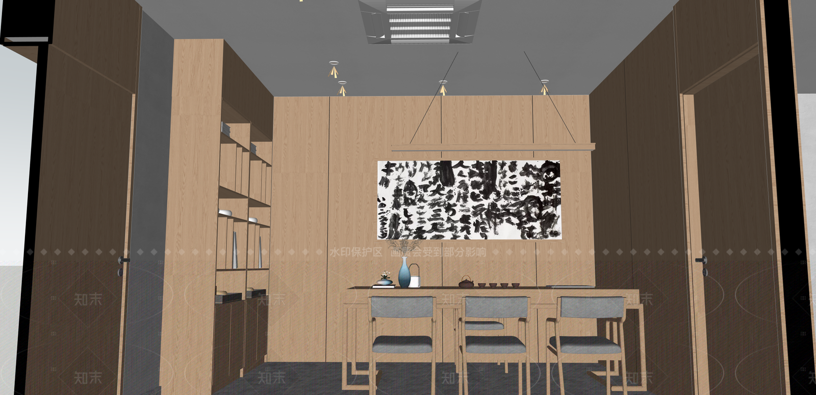 新中式茶餐厅SU模型下载【ID:1215936877】