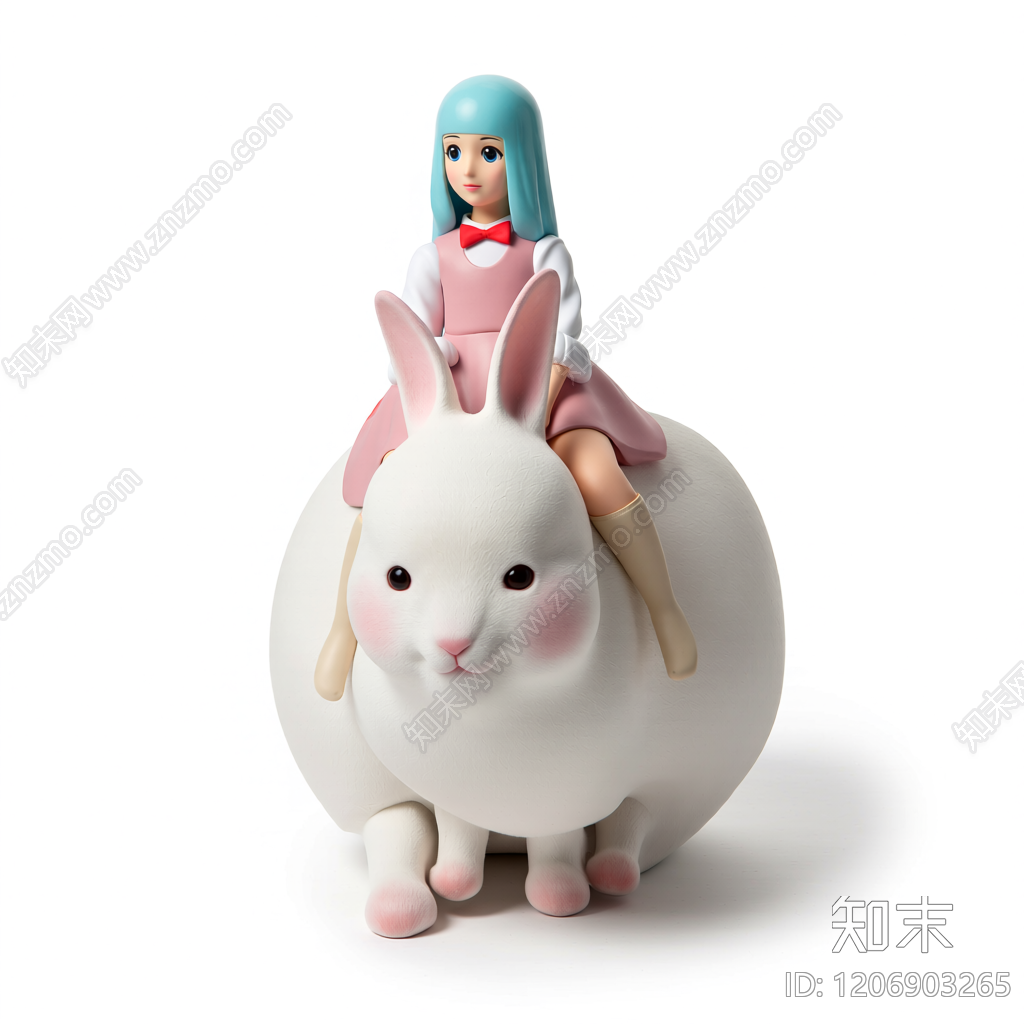 女孩骑兔雕塑3D模型下载【ID:1206903265】