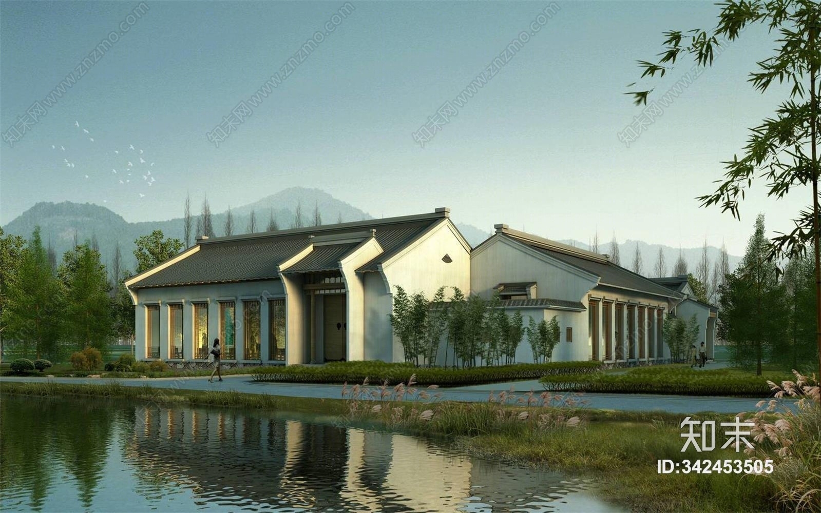 中式四合院别墅3D模型下载【ID:342453505】