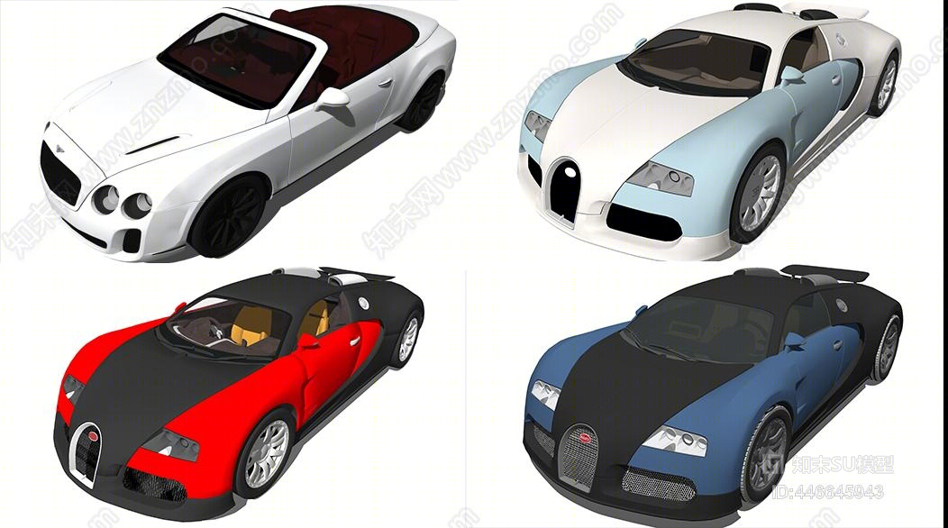 现代豪车宾利布加迪汽车SU模型下载【ID:446645943】