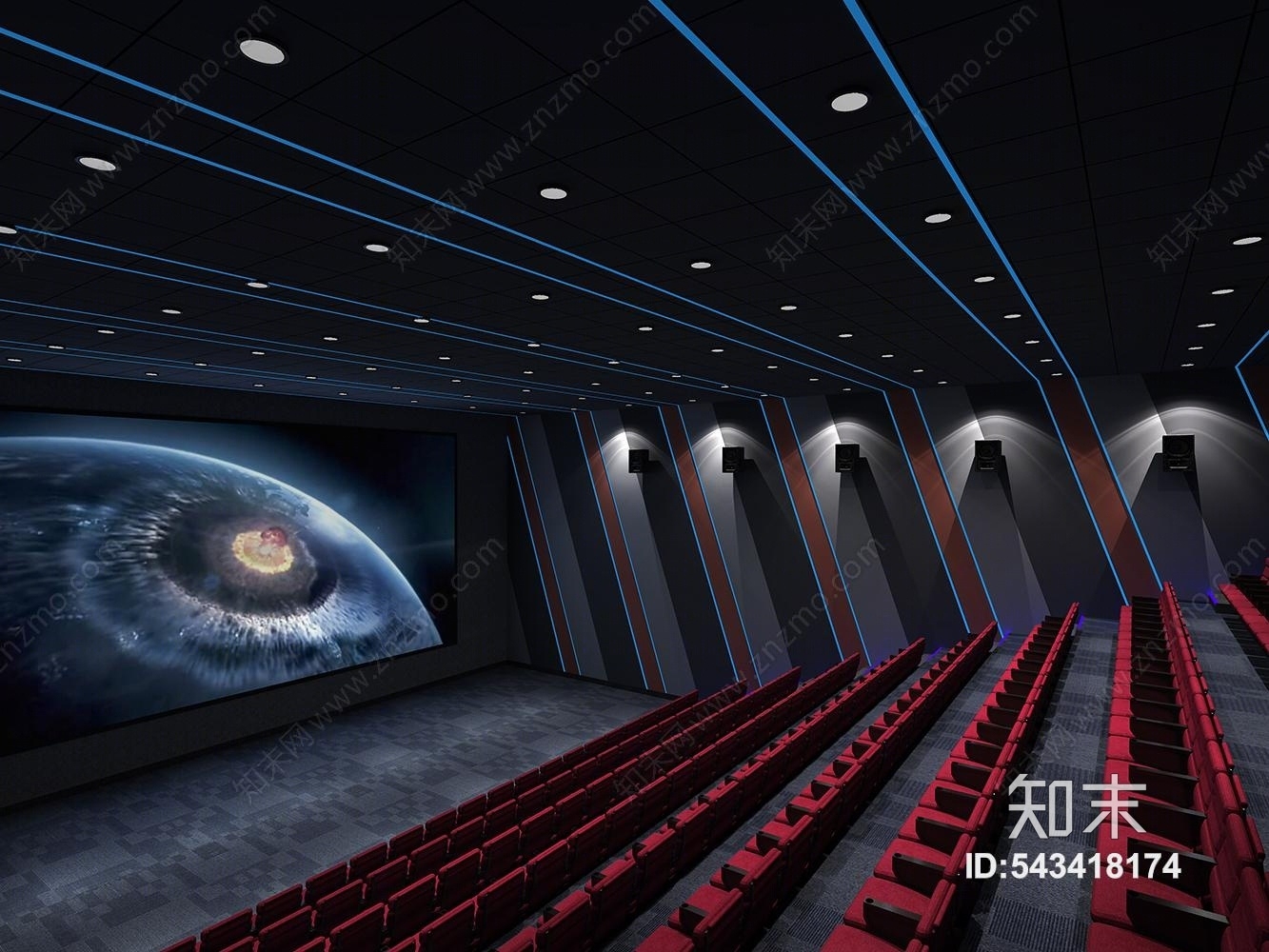 现代电影院座椅3D模型下载【ID:543418174】