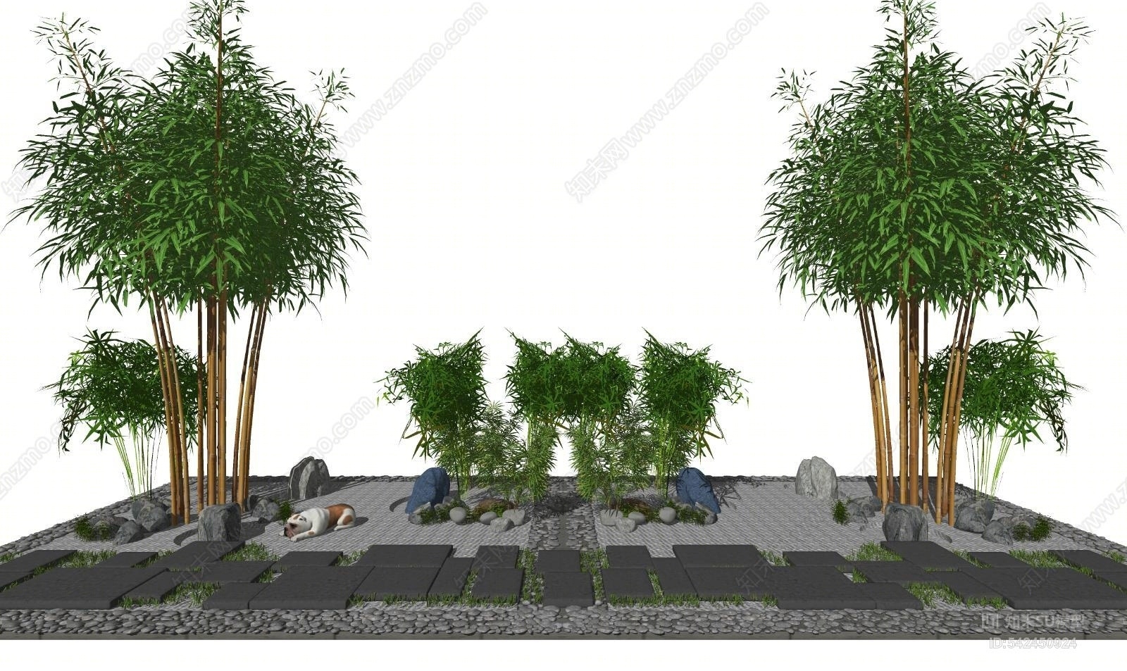 新中式竹子SU模型下载【ID:542450924】