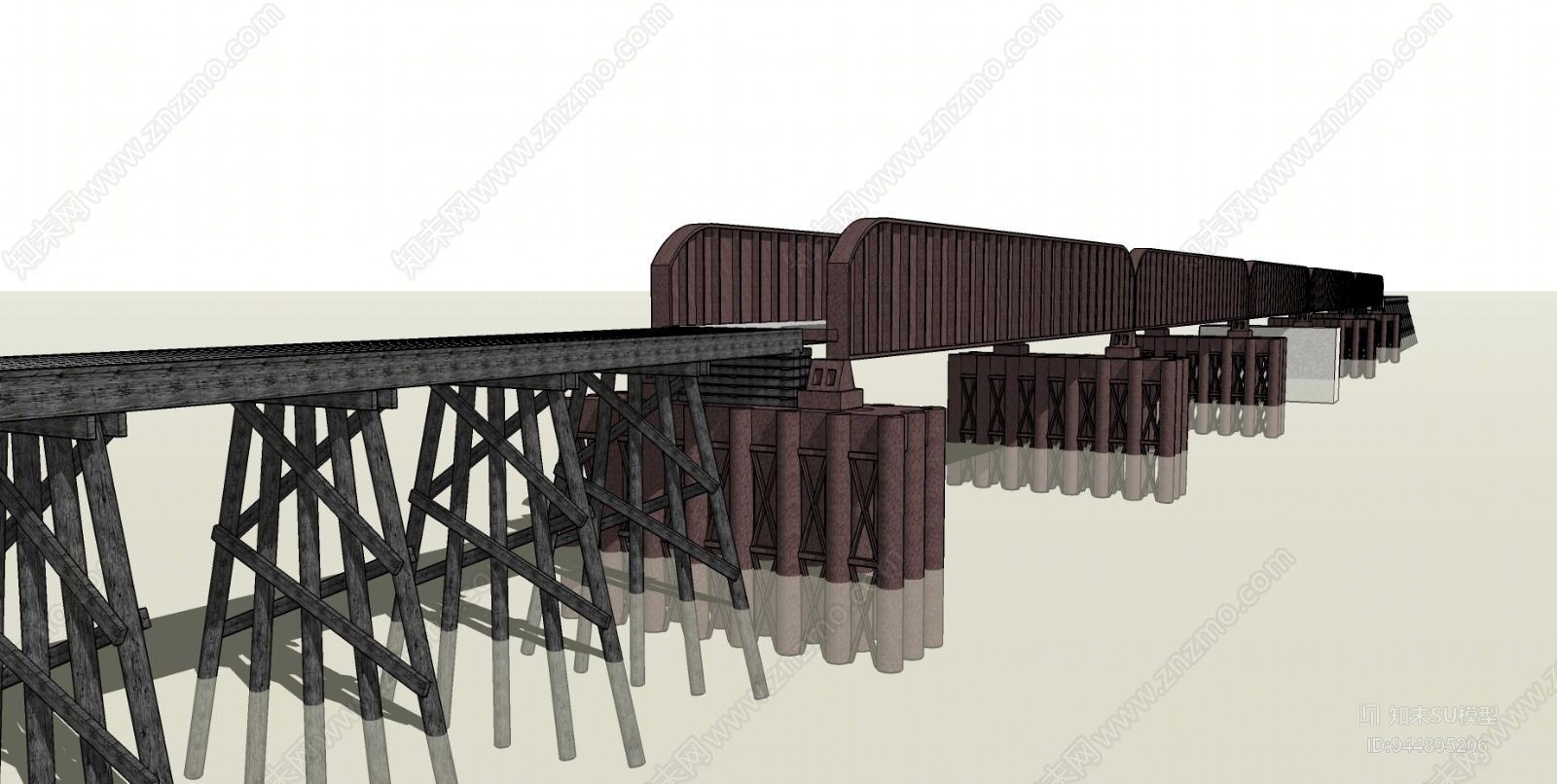 现代风格户外建筑大桥SU模型下载【ID:944895206】