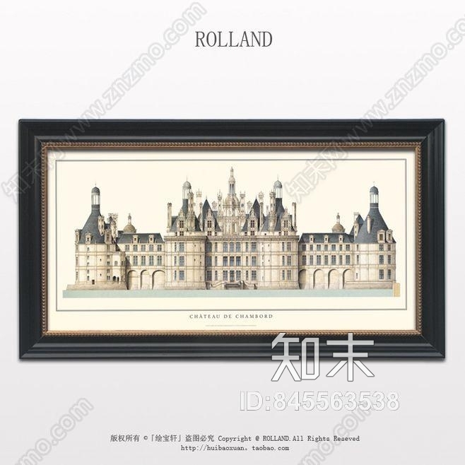 美式复古建筑装饰画贴图下载【ID:845563538】