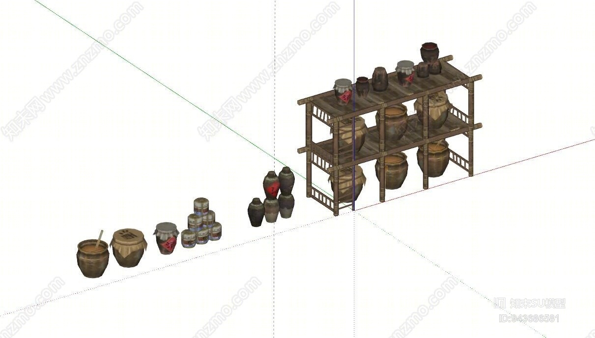 中式酒坛SU模型下载【ID:943686581】