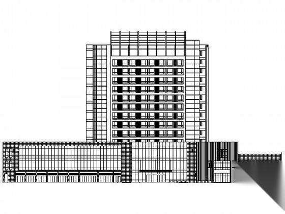 [浙江]某十四层酒店式公寓建筑施工图cad施工图下载【ID:165602168】