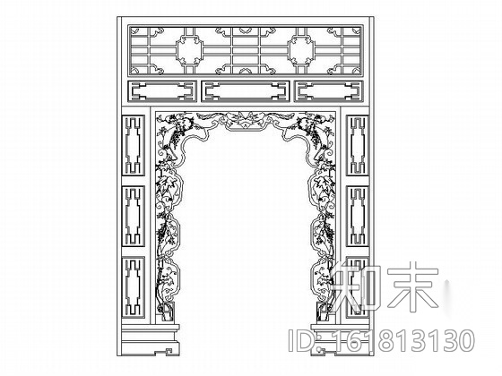 中式隔断CAD图块cad施工图下载【ID:161813130】