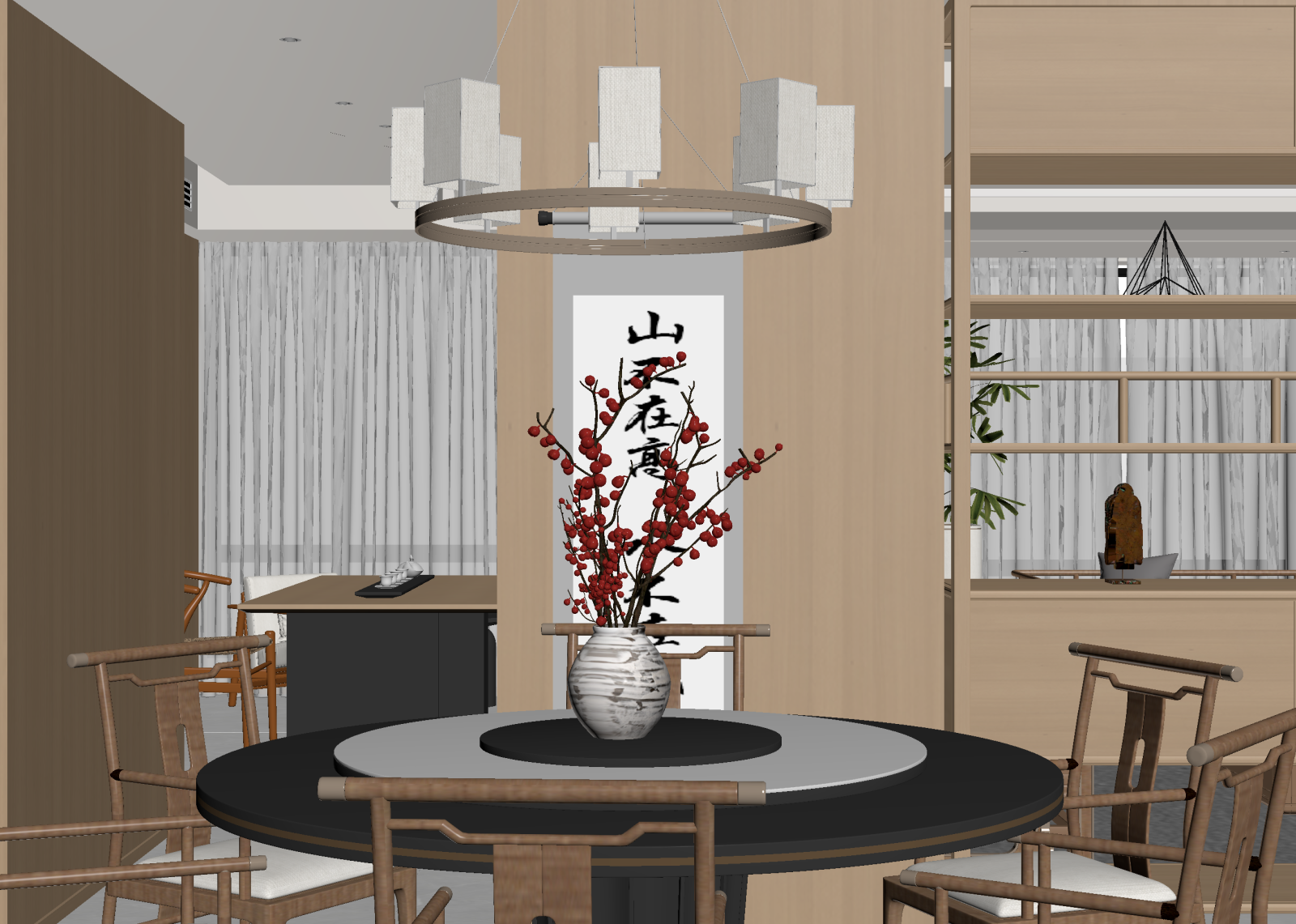 新中式中餐厅3D模型下载【ID:1214992706】