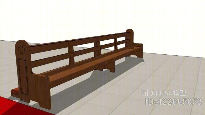 教堂长凳SU模型下载【ID:422665059】