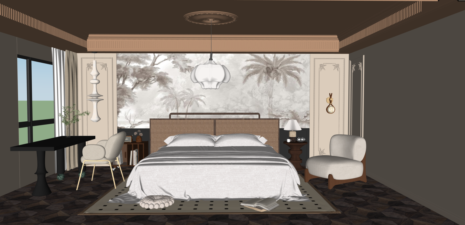 法式家居卧室SU模型下载【ID:1215996143】