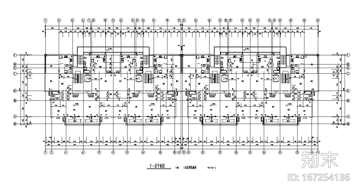 12层小高层住宅楼建筑户型设计图cad施工图下载【ID:167254136】