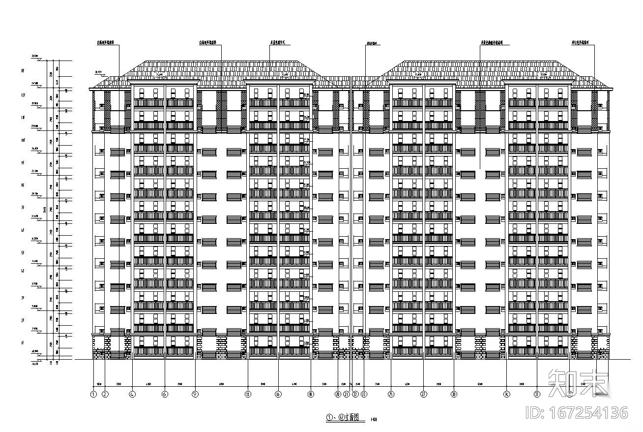 12层小高层住宅楼建筑户型设计图cad施工图下载【ID:167254136】