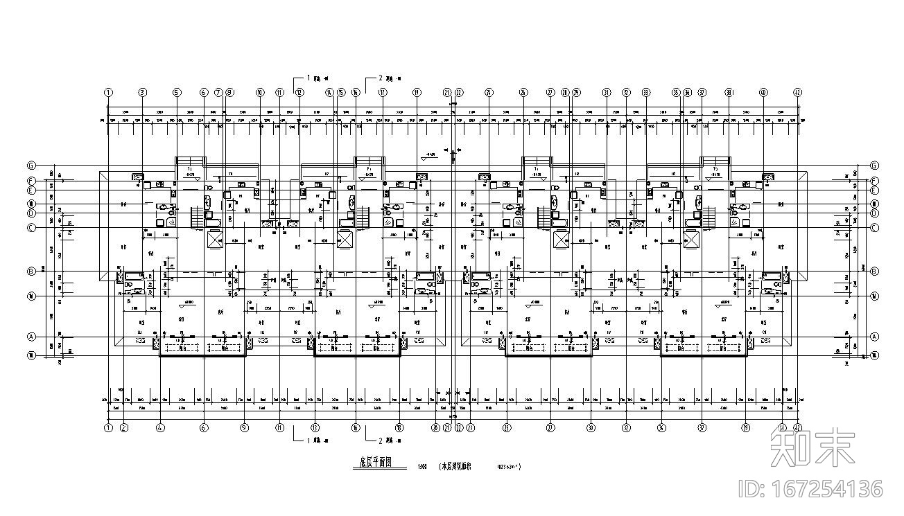 12层小高层住宅楼建筑户型设计图cad施工图下载【ID:167254136】