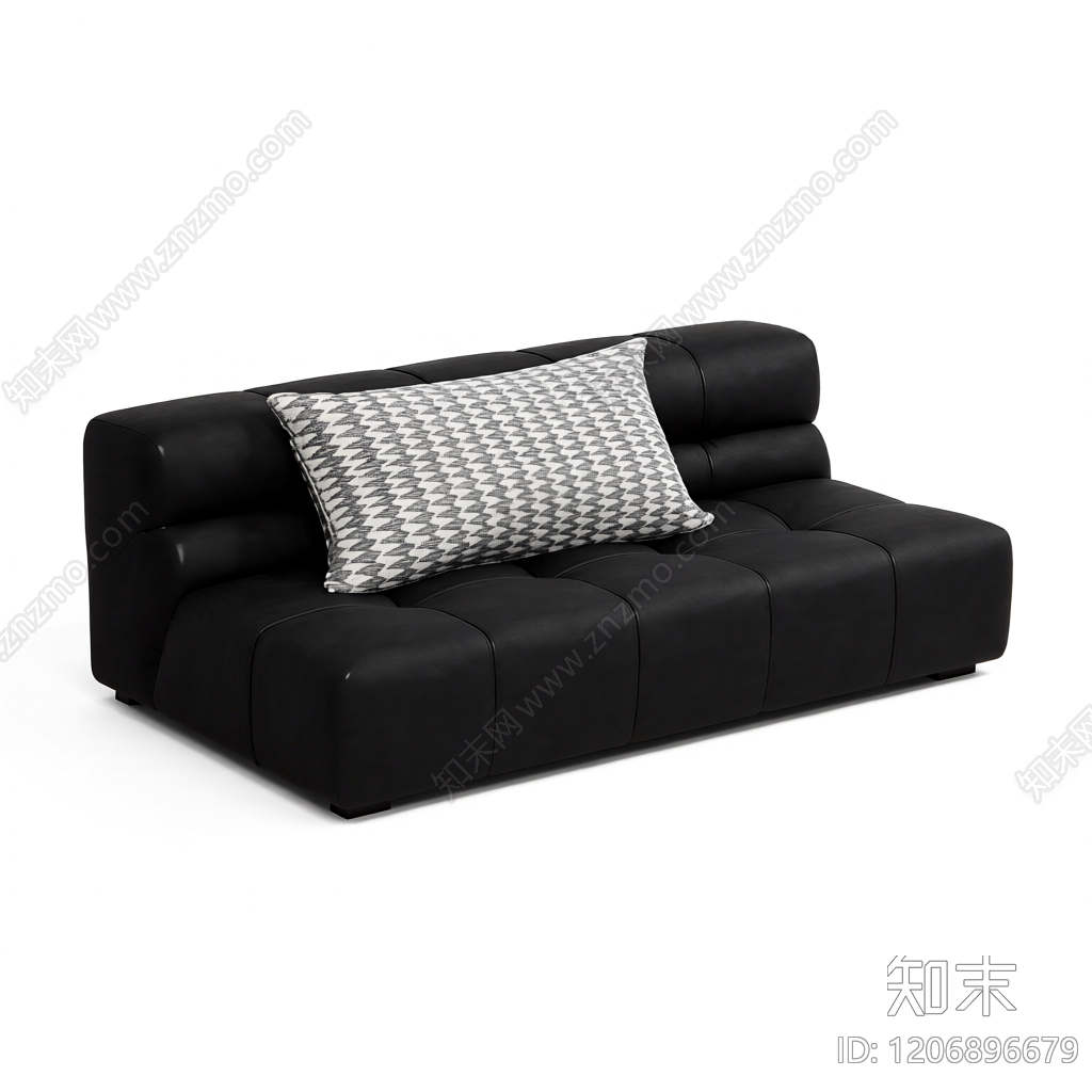 黑色模块沙发带抱枕3D模型下载【ID:1206896679】