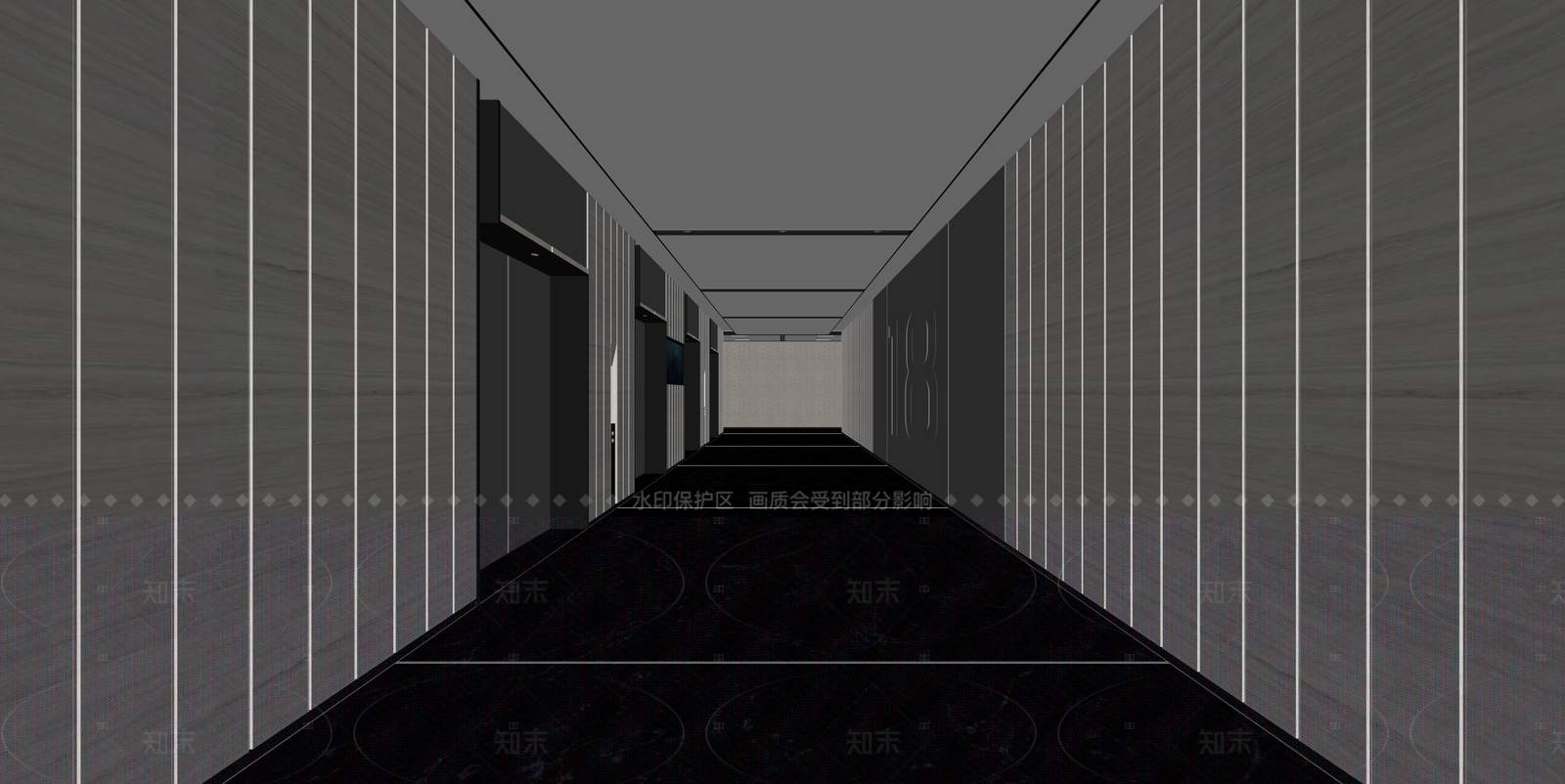 现代酒店走廊SU模型下载【ID:1215926105】