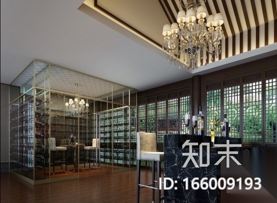 会所时尚红酒吧室内装修施工图（含效果）cad施工图下载【ID:166009193】