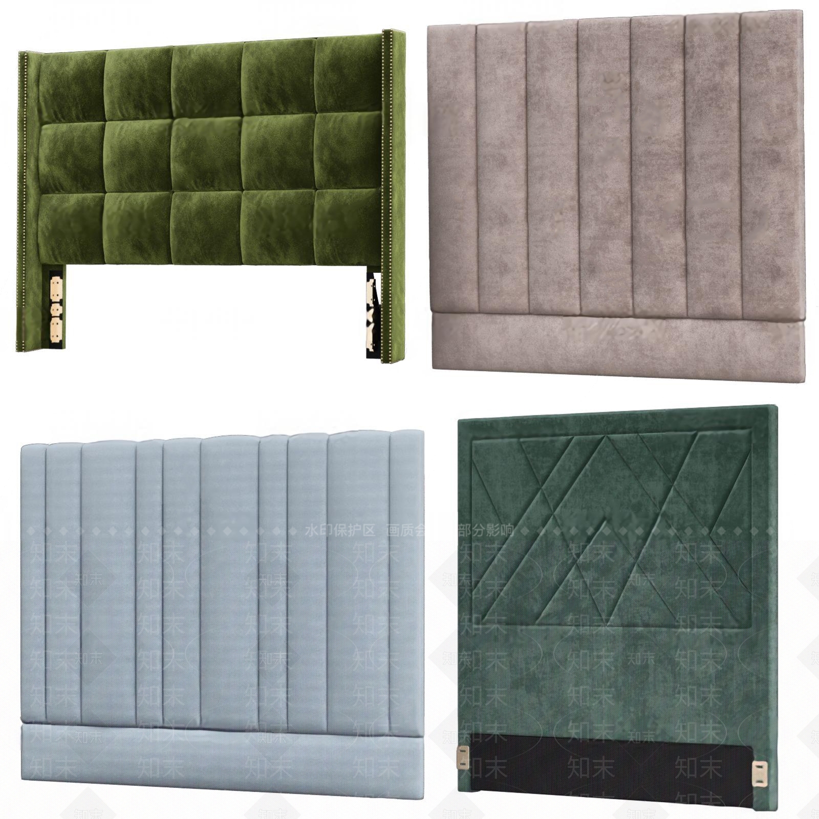 现代布艺床头软包3D模型下载【ID:1114406868】