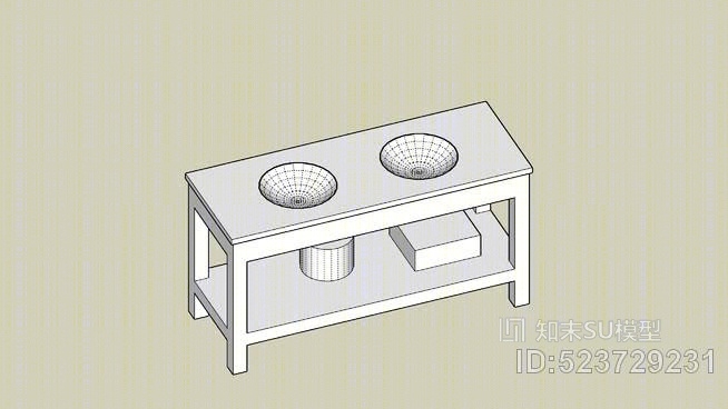 帕松斯双底盘洗脸台SU模型下载【ID:523729231】