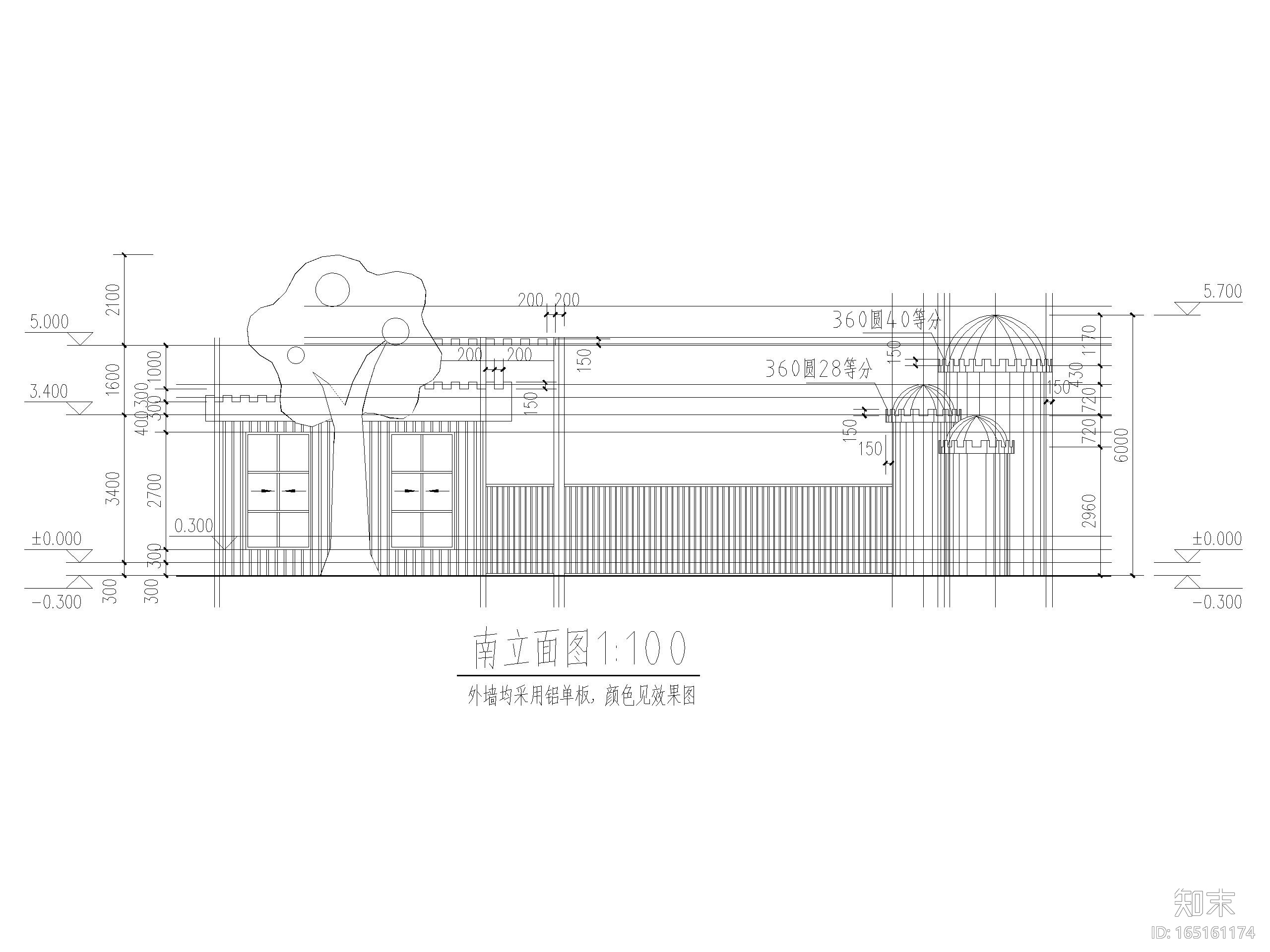 实验幼儿园大门建筑施工图cad施工图下载【ID:165161174】