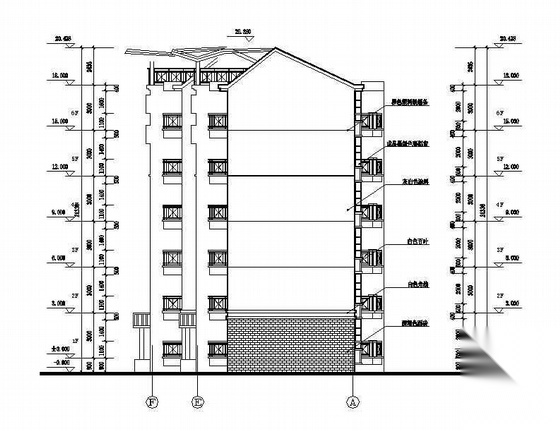 某六层坡屋一梯两户住宅楼建筑结构施工图cad施工图下载【ID:166216106】