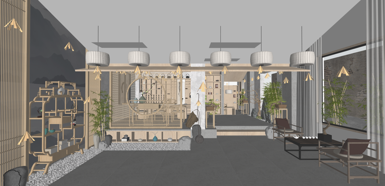 现代茶餐厅SU模型下载【ID:1215942449】