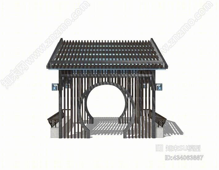 中式凉亭SU模型下载【ID:434063887】