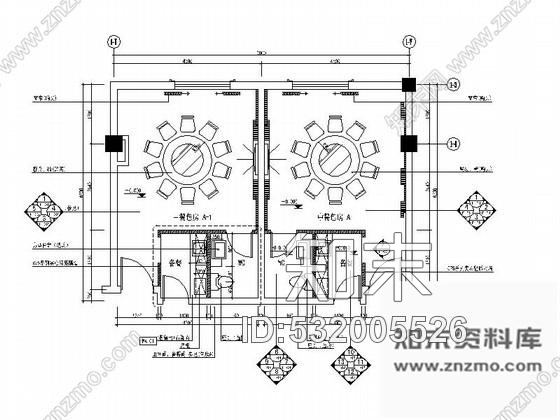 施工图中餐厅A型包房室内装修图cad施工图下载【ID:532005526】