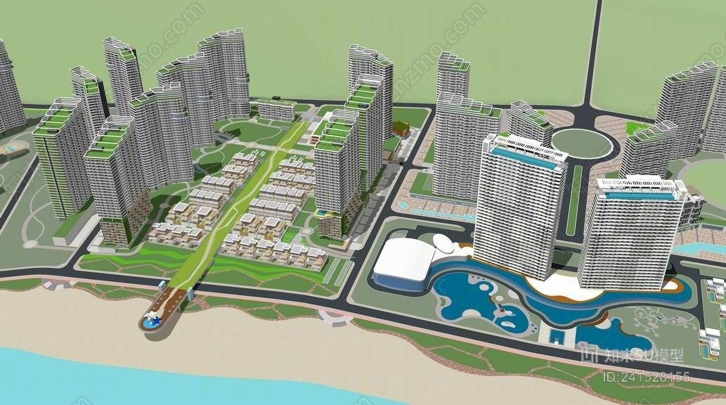 现代滨海住宅SU模型下载【ID:241528155】