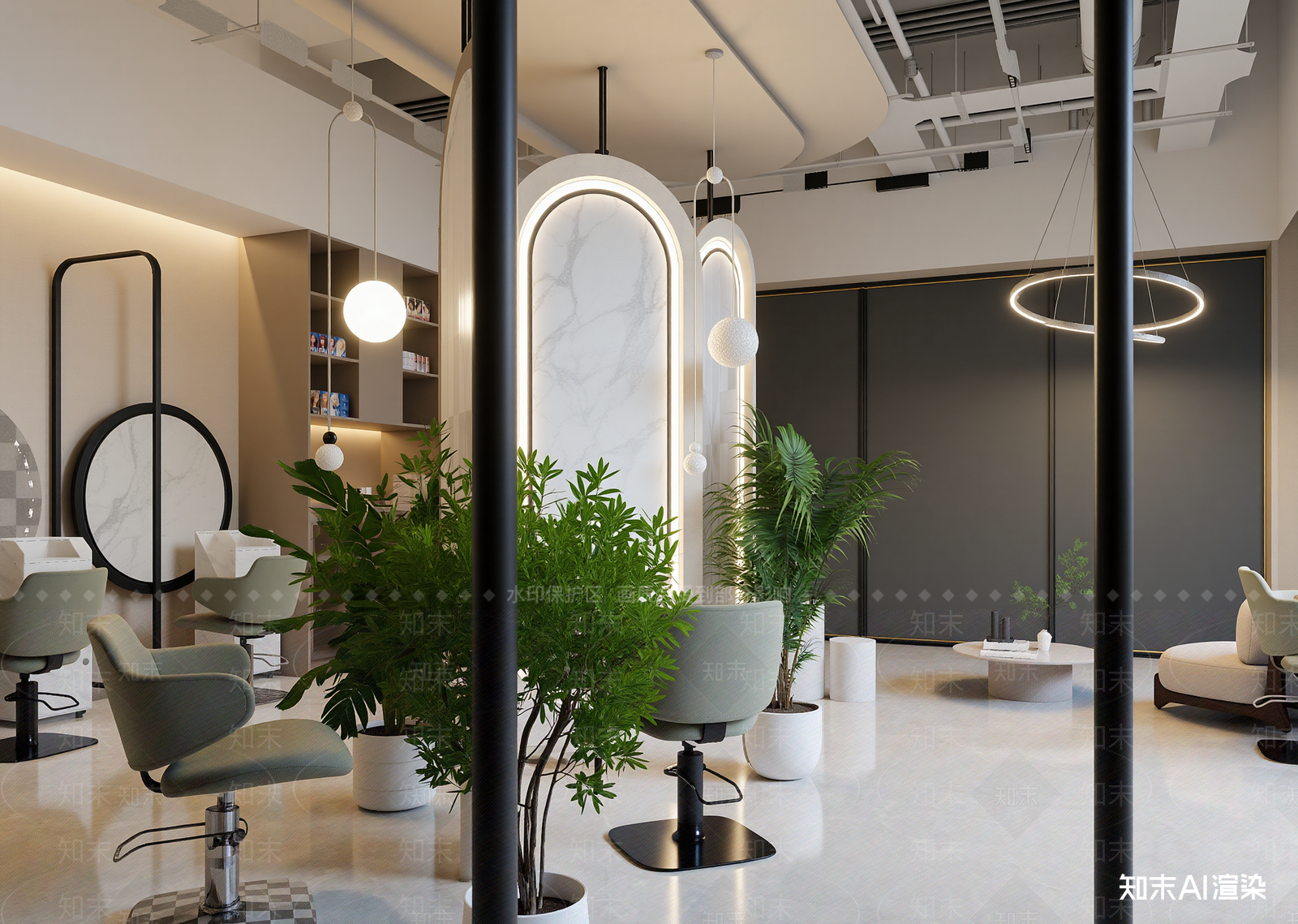 现代美发店3D模型下载【ID:1214677861】