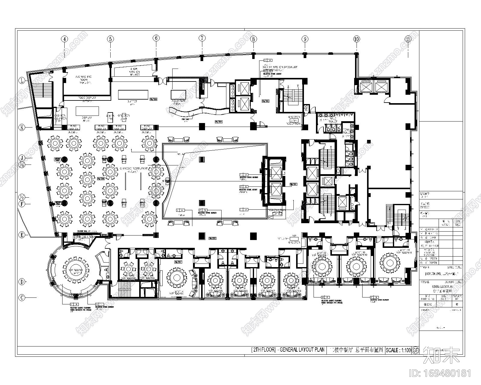 2000平米中餐厅包厢内CAD图纸cad施工图下载【ID:169480181】