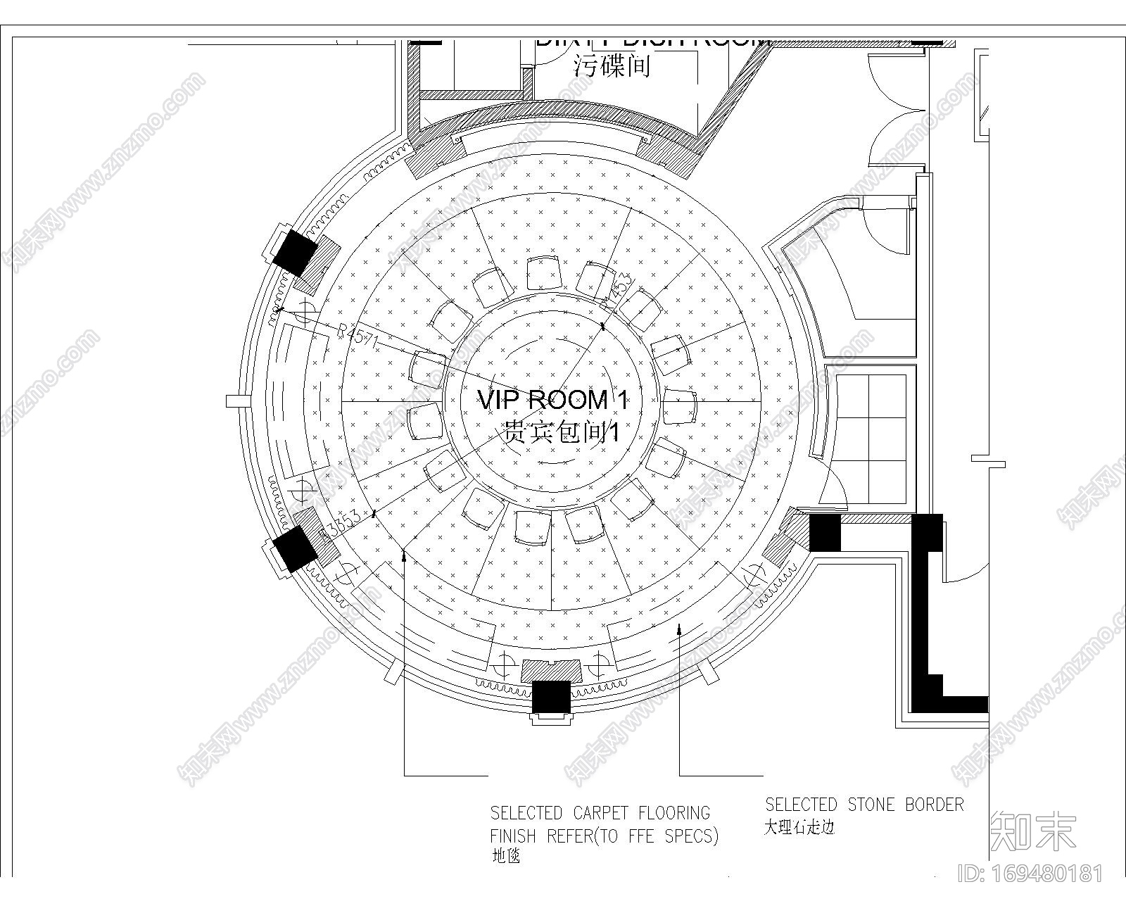 2000平米中餐厅包厢内CAD图纸cad施工图下载【ID:169480181】