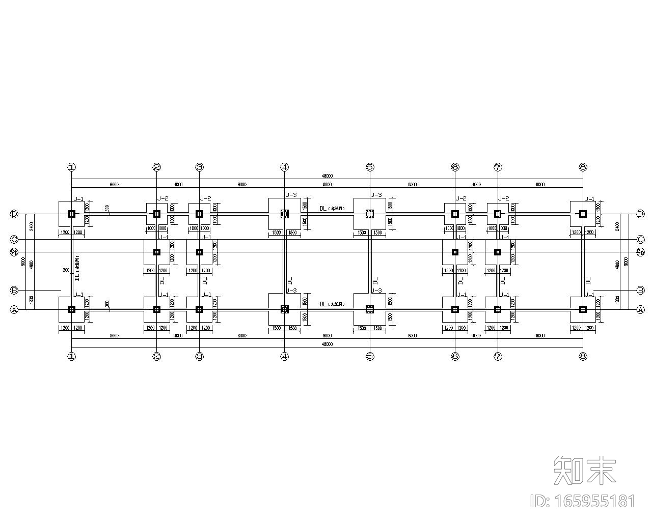 某四层办公楼钢结构施工图（CAD）施工图下载【ID:165955181】