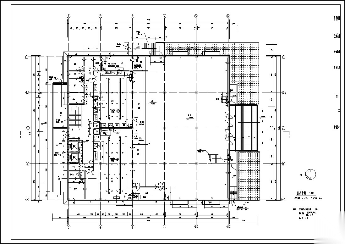 某农大东校区食堂建筑设计施工图CADcad施工图下载【ID:160732155】