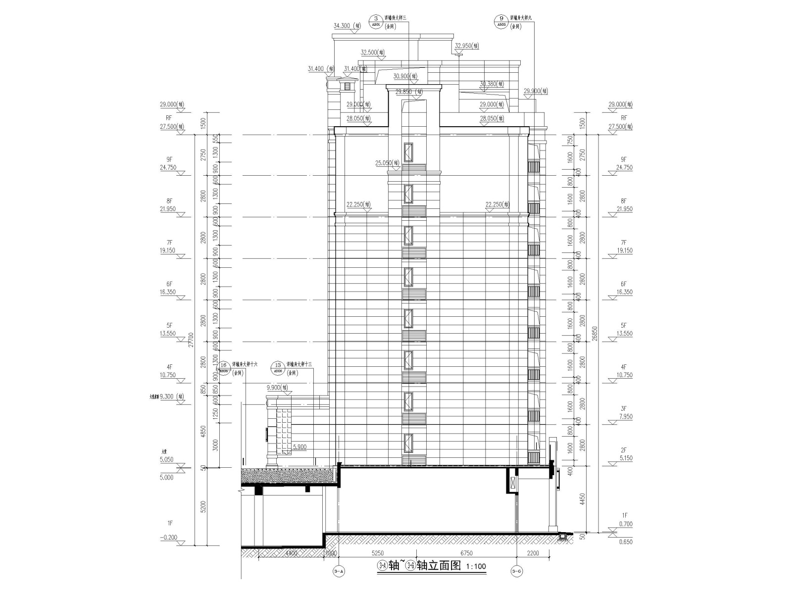 [广东]多高层住宅及商业配套设施建筑施工图cad施工图下载【ID:160579160】