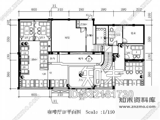 图块/节点某时尚现代咖啡厅平面图cad施工图下载【ID:832181730】