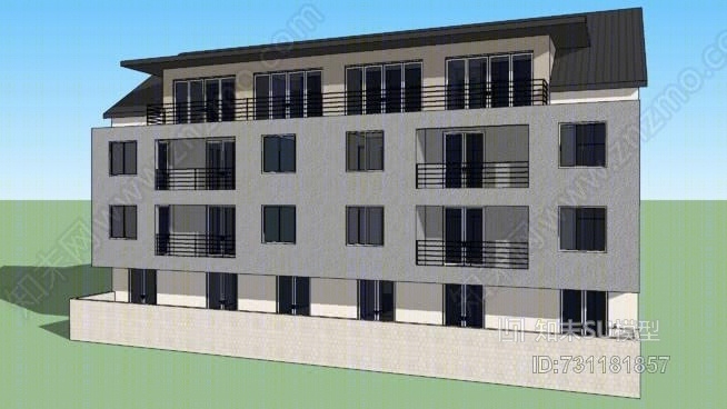 城市公寓楼SU模型下载【ID:731181857】