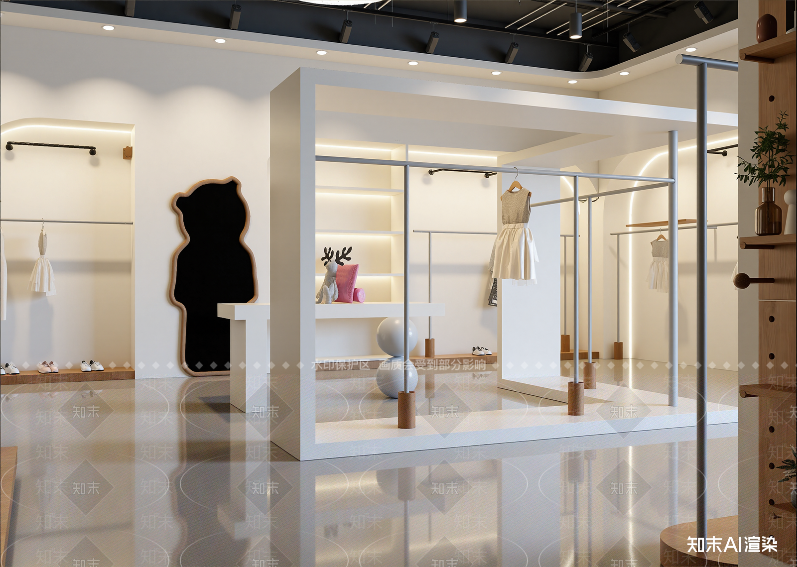 现代服装展厅3D模型渲染效果图