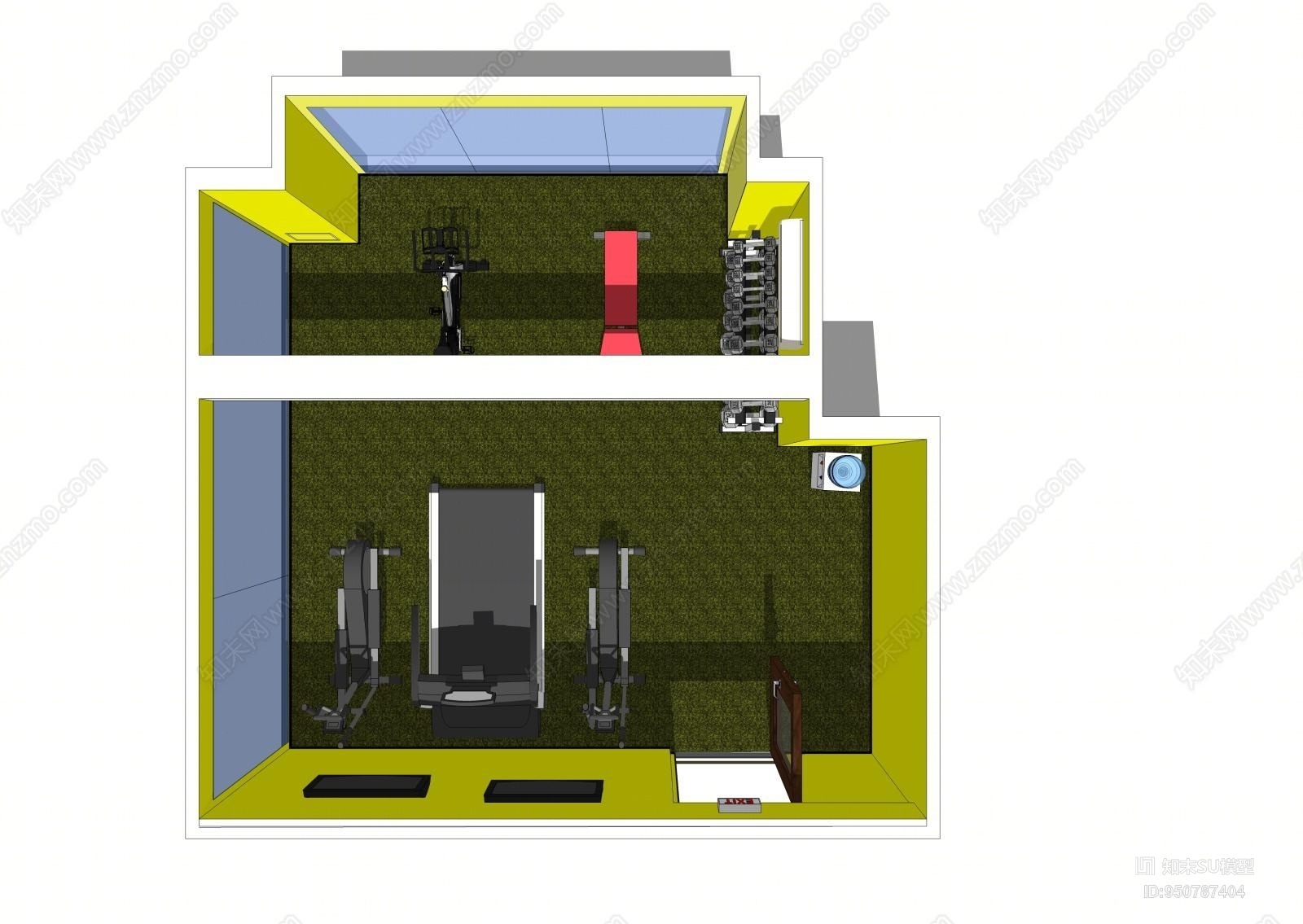 现代风格家居健身房SU模型下载【ID:950787404】