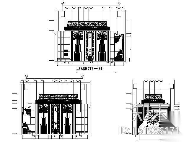 涉外三星级酒店电梯厅施工图施工图下载【ID:161986171】