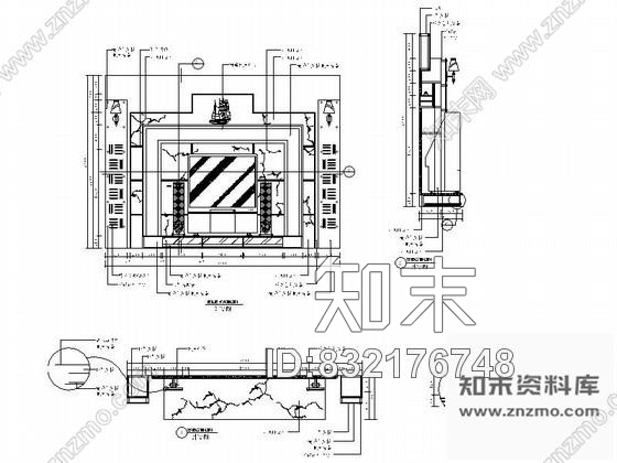 图块/节点大理石电视背景墙详图施工图下载【ID:832176748】